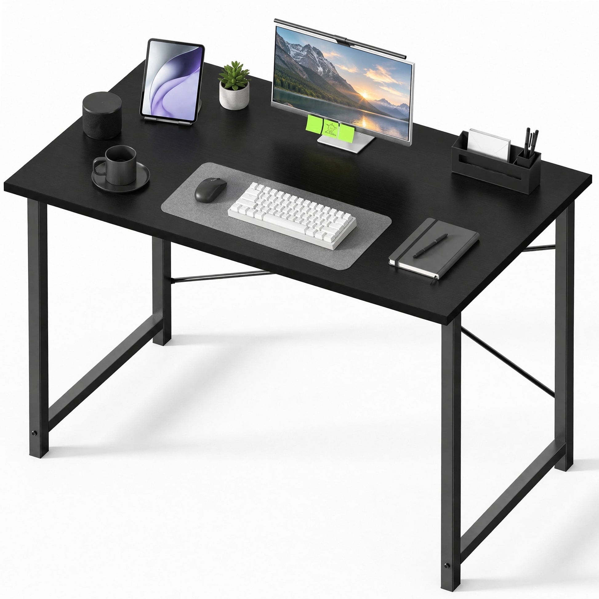 edx 44 inch Computer Desk Modern Writing Desk, Industrial Office Desk, Office Table for Small Spaces,Sturdy Laptop Table for Home Office, Black