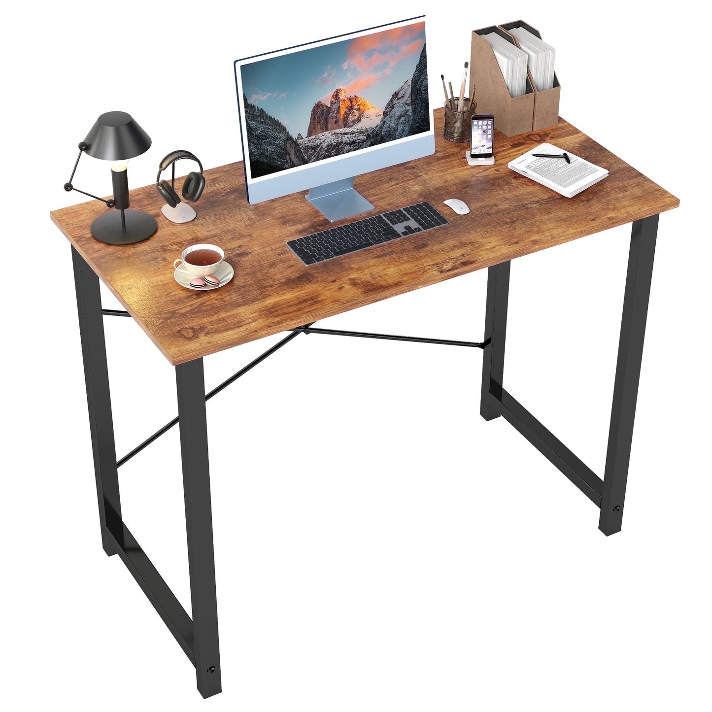 edx 44 inch Computer Desk Modern Writing Desk, Industrial Office Desk, Office Table for Small Spaces,Sturdy Laptop Table for Home Office, Rust