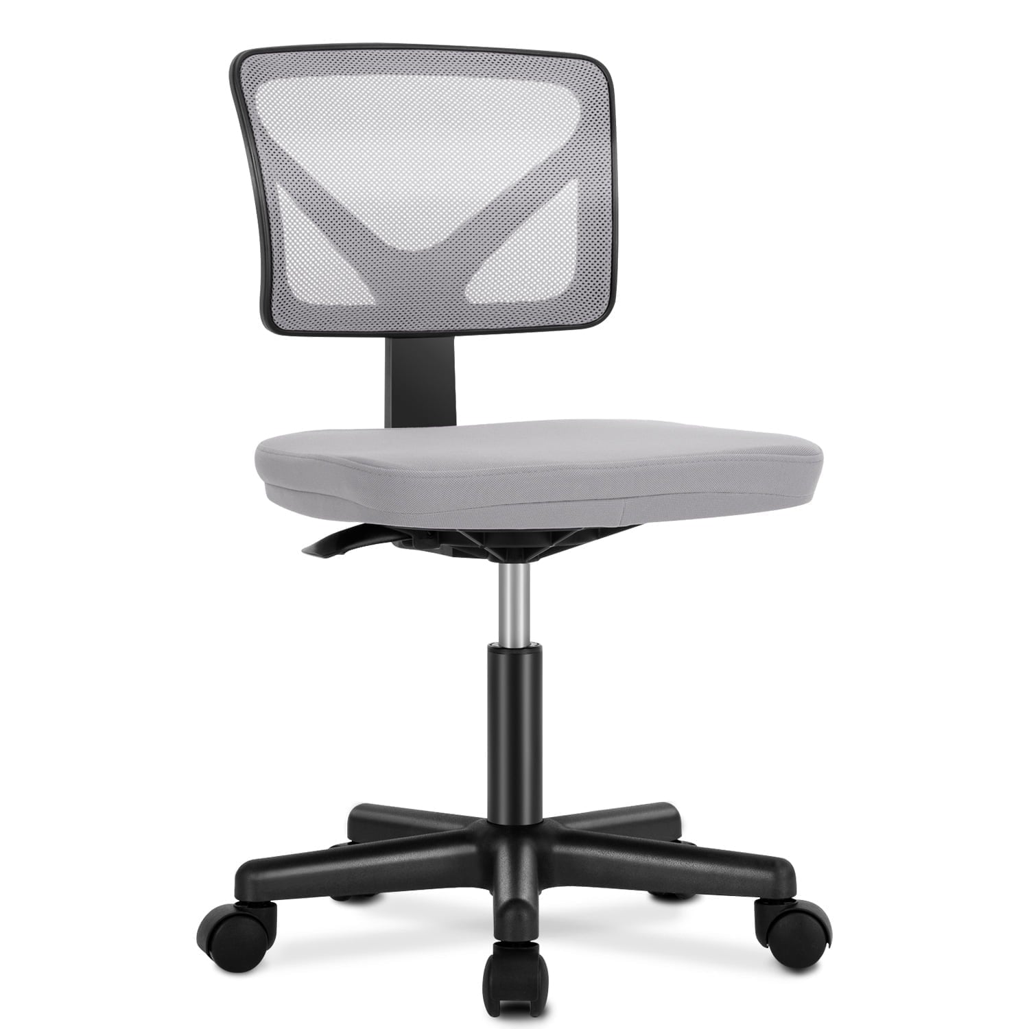edx Home Office Desk Chair, Armless Mesh Computer Chair Small Space Swivel Adjustable Low Back Task Chair for Teens/Adults, Grey