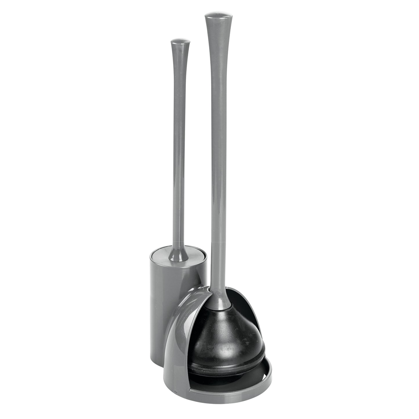 iDesign Compact Toilet Brush and Plunger Set for Bathroom Cleaning and Storage