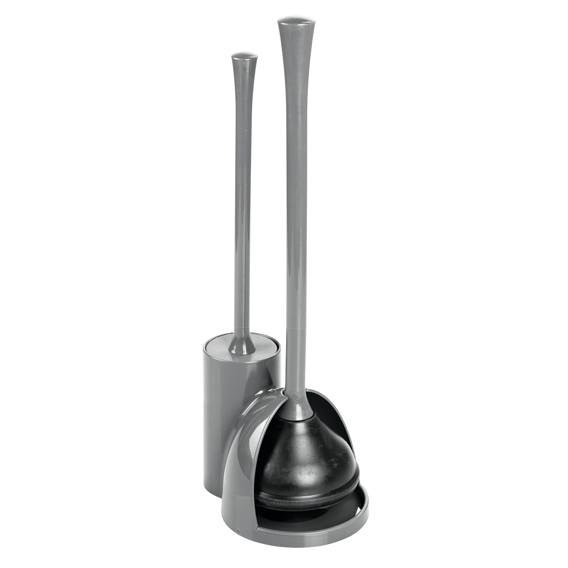 iDesign Compact Toilet Brush and Plunger Set for Bathroom Cleaning and Storage