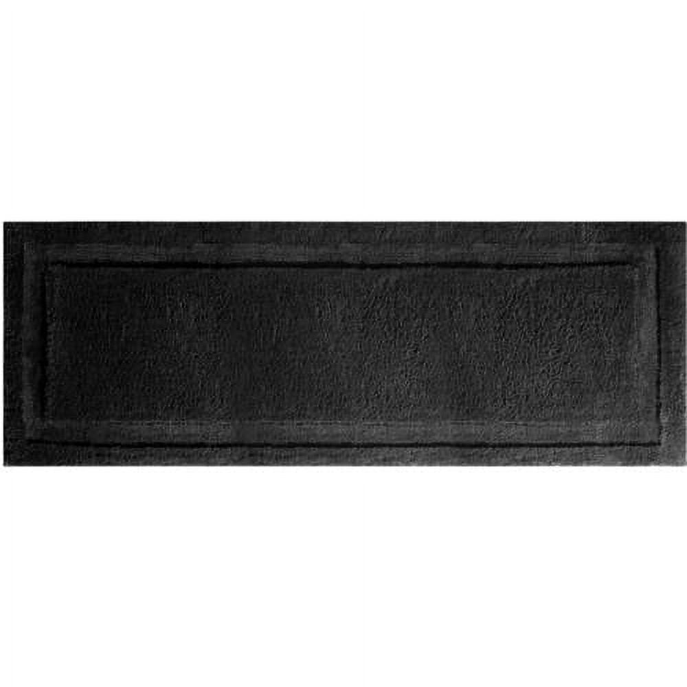 iDesign Alfombra de BaÃ±o de Microfibra Negra con Estampado SÃ³lido de PoliÃ©ster, 1' x 2', Antideslizante
