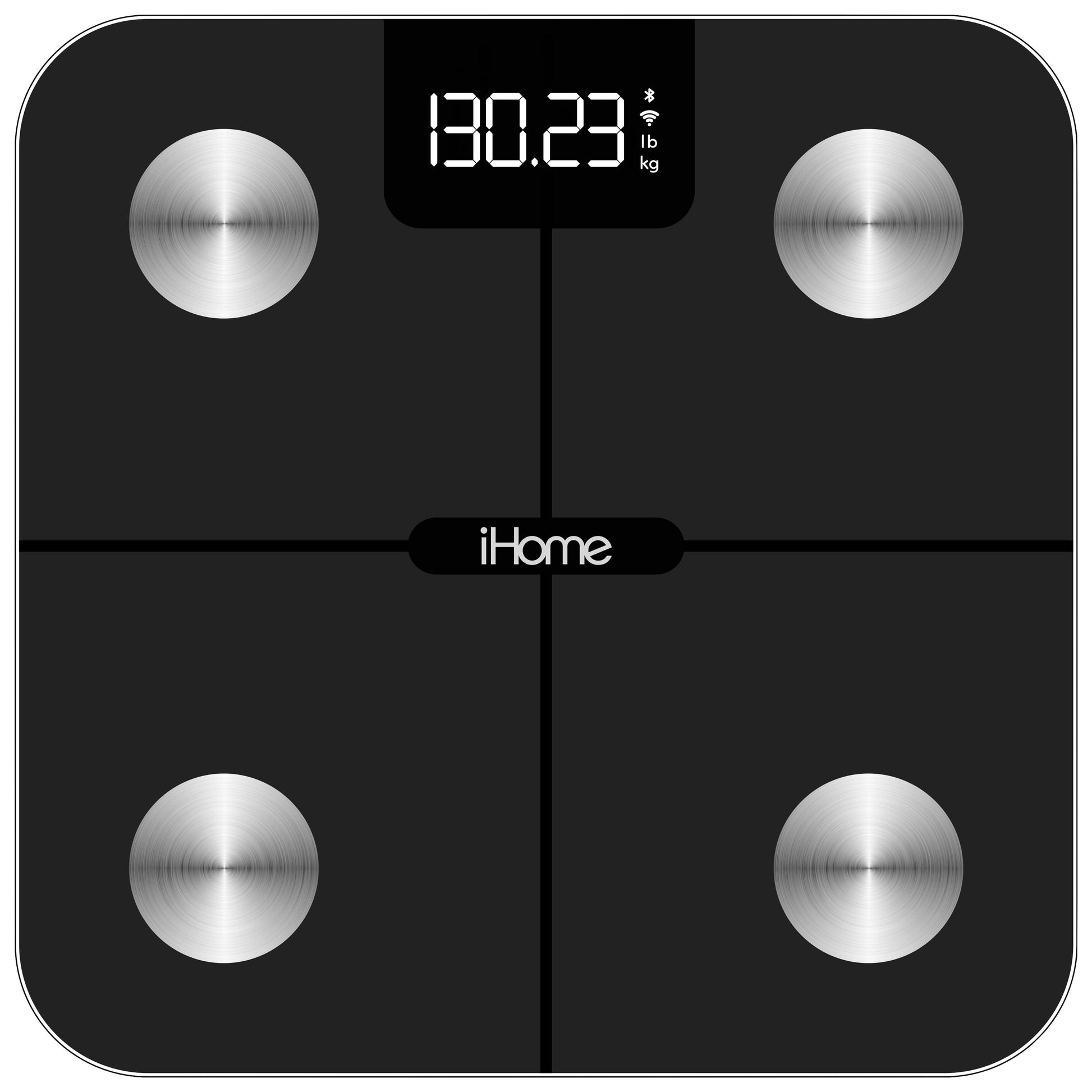 iHome Escala de BaÃ±o Inteligente 14 en 1 Digital con BaterÃ­a para Peso Corporal y BMI con Wiâ€‘fi y App de Entrenador Personal Fit+, Elegible para FSA y HSA, Negra, Capacidad de 397 Lb