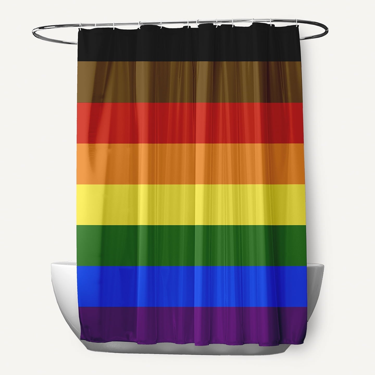 inclusive Pride Flag Durable Poly Shower Curtain