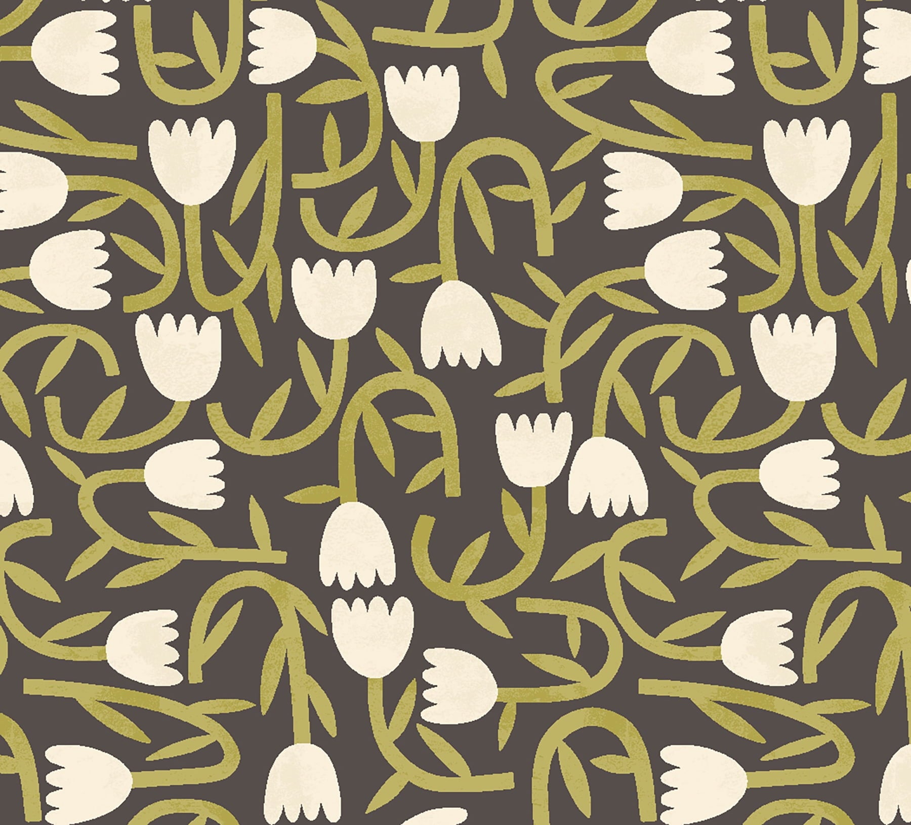 ohpopsi Aino Black Tiny Tulip Unpasted Non Woven Wallpaper, 19.7-in by 33-ft., 54.2 sq. ft.