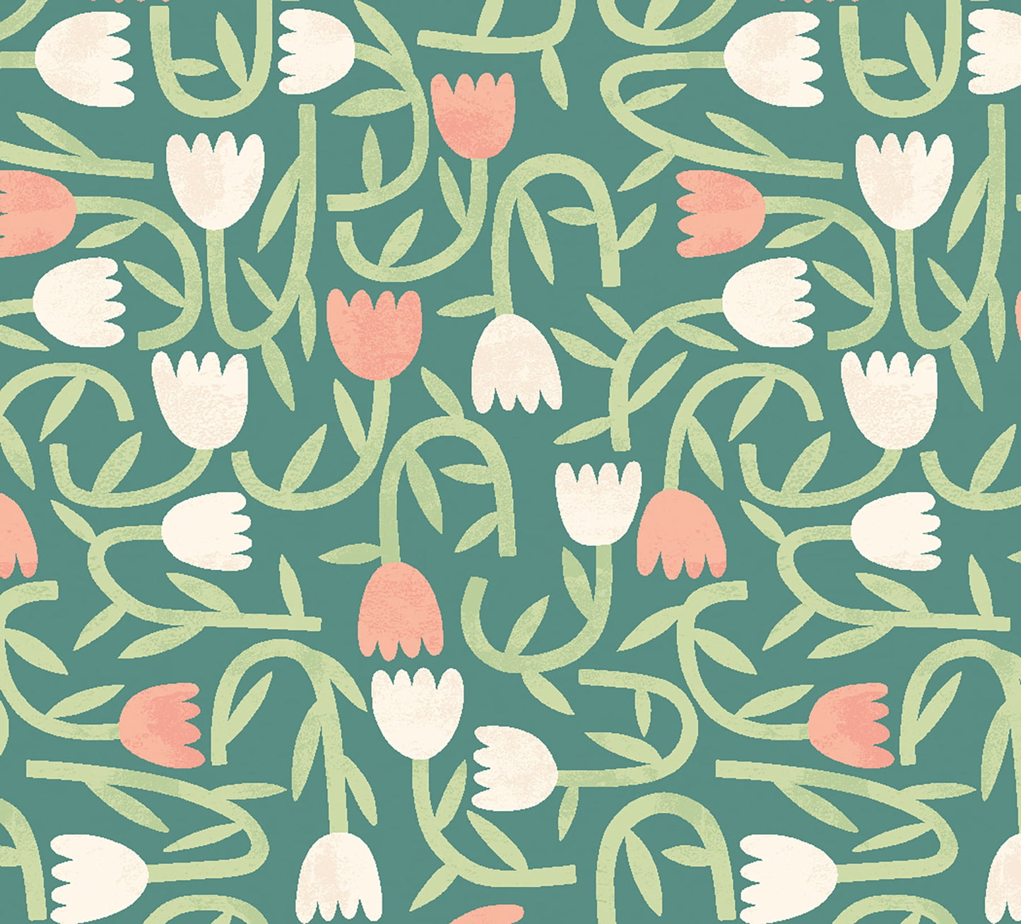 ohpopsi Aino Green Tiny Tulip Unpasted Non Woven Wallpaper, 19.7-in by 33-ft., 54.2 sq. ft.