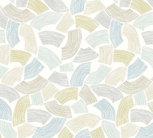 ohpopsi Elements Light Yellow Scribbled Arches Unpasted Non Woven Wallpaper, 19.7-in by 33-ft., 54.2 sq. ft.